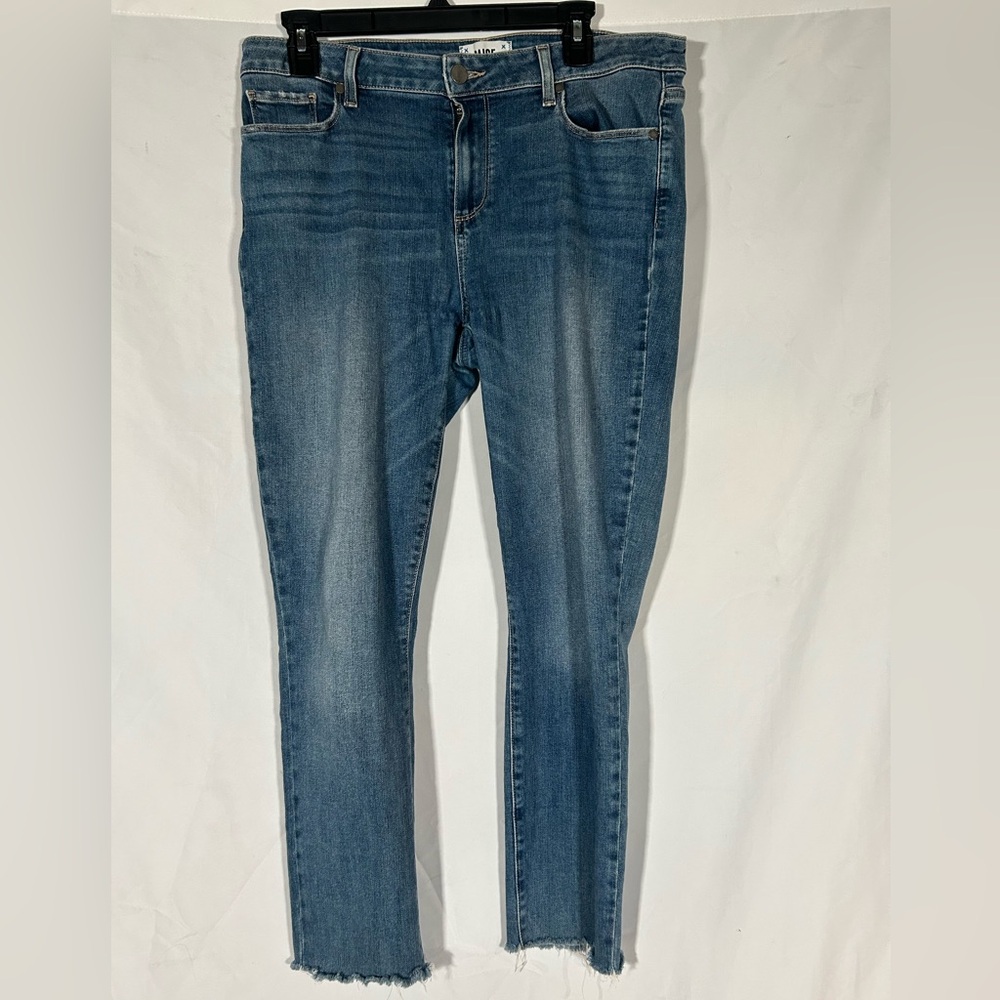 PAIGE SKYLINE ANKLE PEG DISTRESSED RAW HEM STRECH JEANS WOMENS 32 *READ DESCRIP*